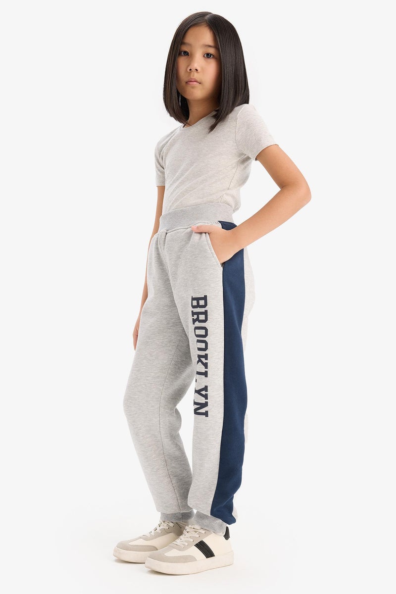 DeFacto Grey Girl Girl Printed Thick Jogger Sweatpants Casual - Image 3